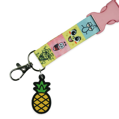 SpongeBob SquarePants Lanyard With Badge ID Holder and 2" Pineapple Rubber Charm