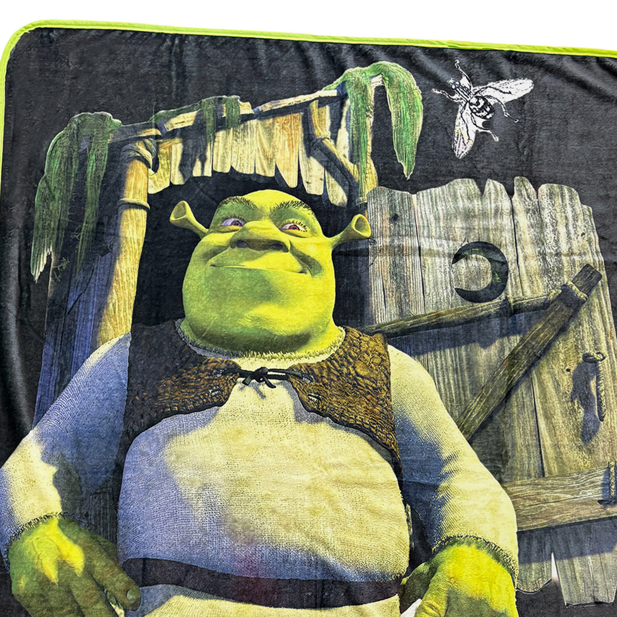 Shrek Blanket With Button Shrek It Out Fleece Throw 45 "X 60"