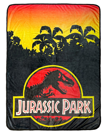 Jurassic Park Blanket With Matching Button T. Rex Sunset Throw 45" X 60"