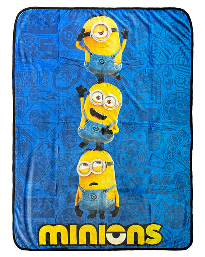 Minions Blanket With Matching Buttons Stuart Phil Dave Carl Throw 45"X 60"