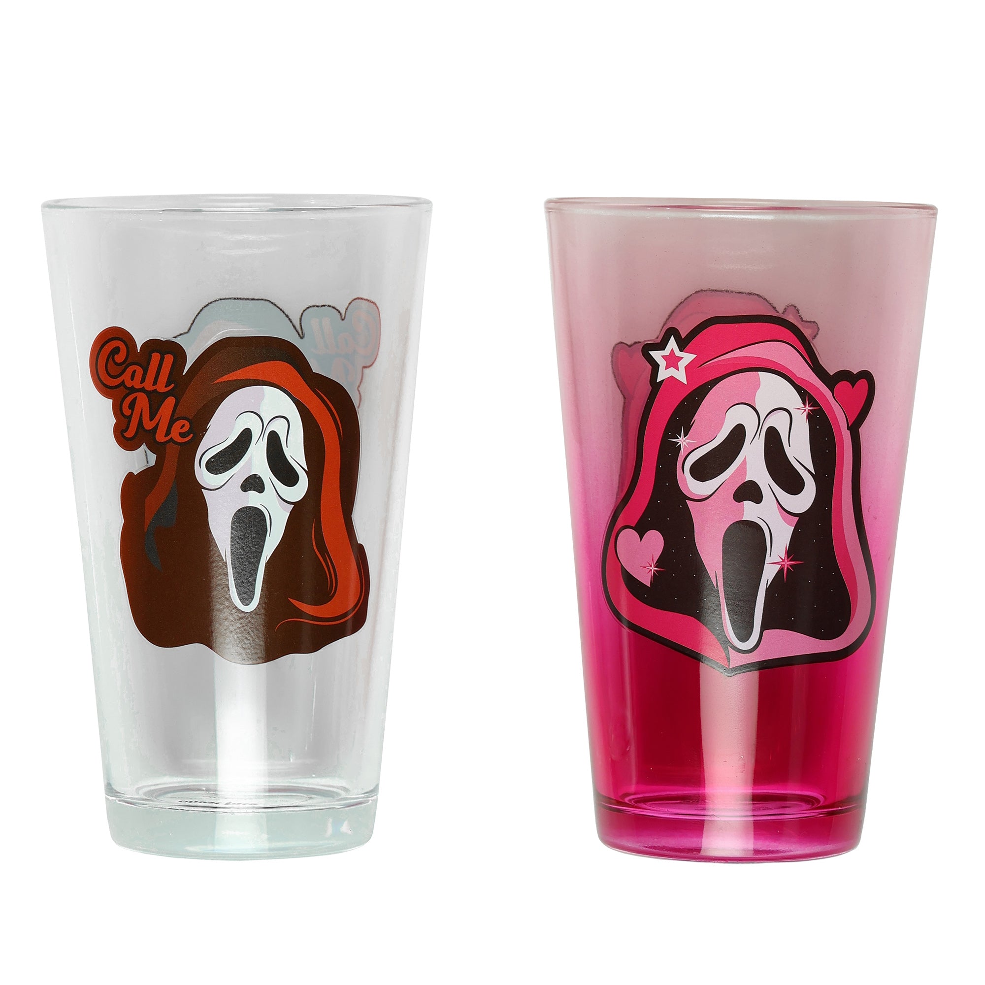 Ghost Face Pint Glasses 2 Pack Call Me Horror Movie 16 Oz Drinking Tumblers