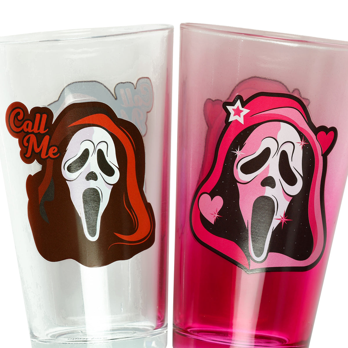 Ghost Face Pint Glasses 2 Pack Call Me Horror Movie 16 Oz Drinking Tumblers