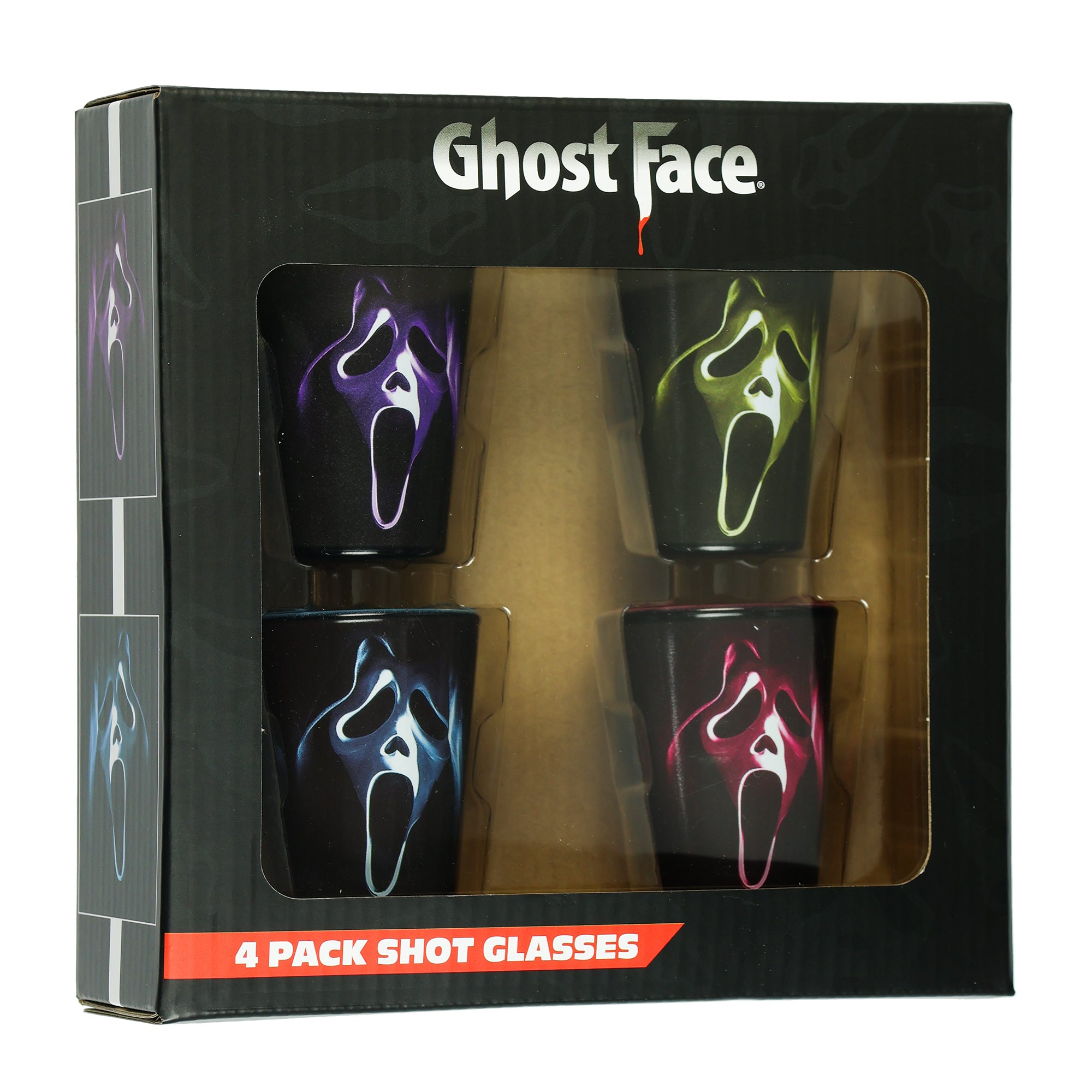 Ghost Face Shot Glasses 4 Pack Horror Movie Standard 1.5 Fluid Oz Cups