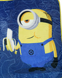 Minions Throw Blanket We Love Bananas Plush Fleece Throw With Buttons 45" X 60"