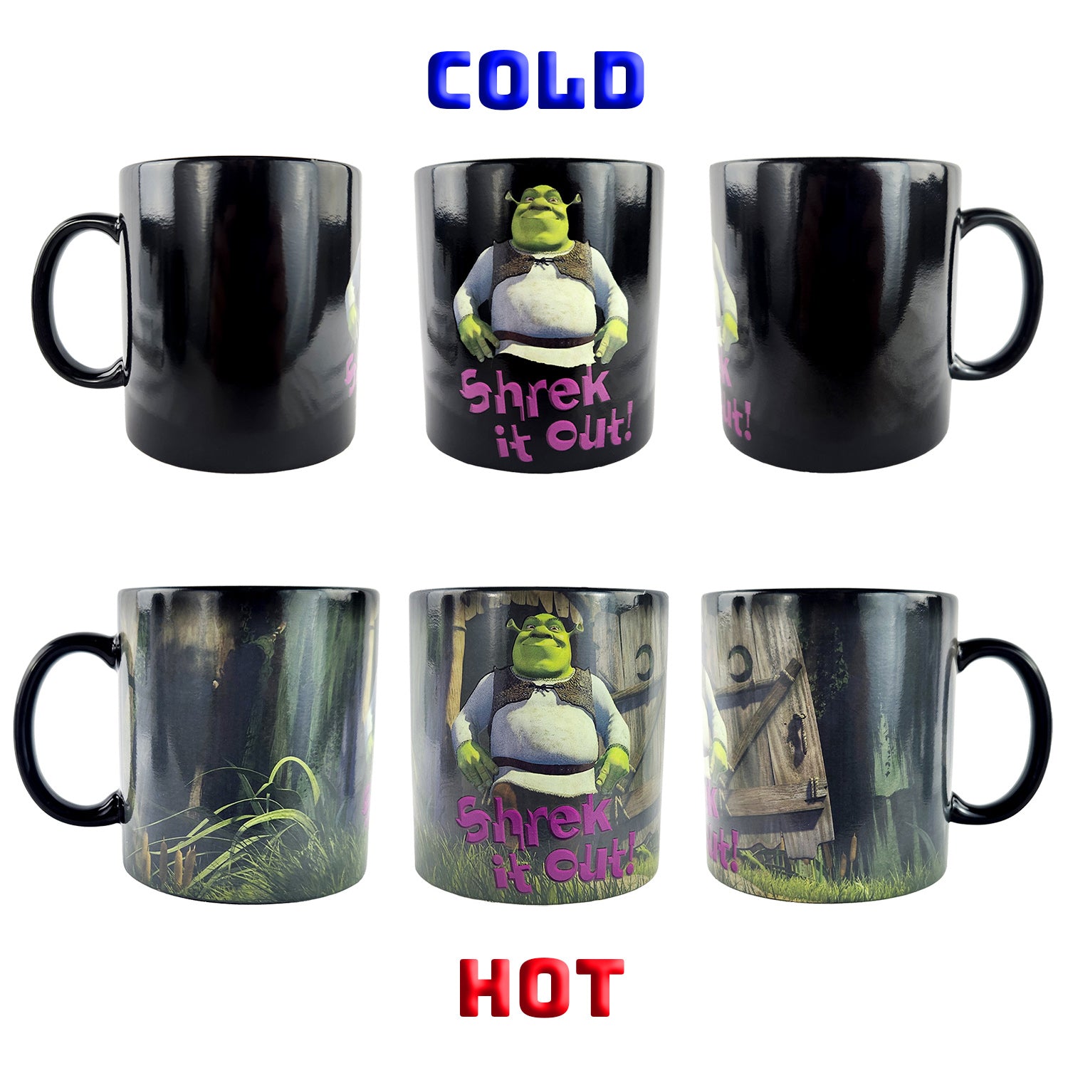 Shrek Mug Heat Activated Scene Changing Shrek It Out 15 oz Ceramic Coffee Cup