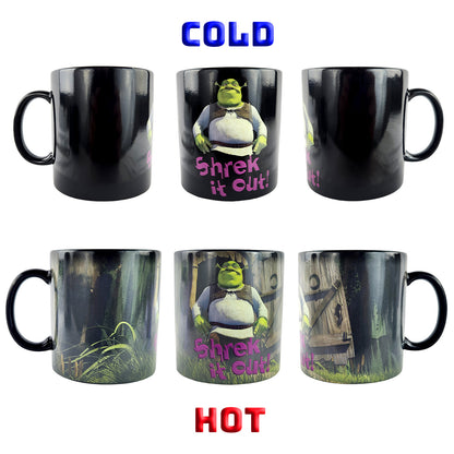 Shrek Mug Heat Activated Scene Changing Shrek It Out 15 oz Ceramic Coffee Cup