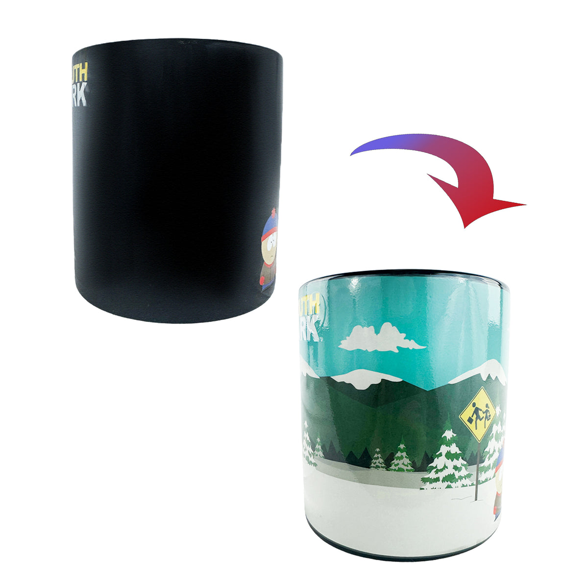 South Park Mug Character Winter Scene Color Changing 15 oz Heat Reactive Cup