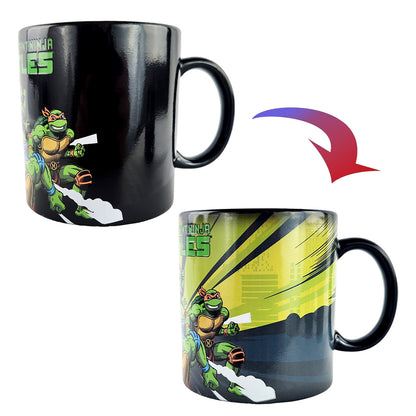 TMNT Ceramic Mug Heat Activated Scene Changing 15 oz Coffee Cup