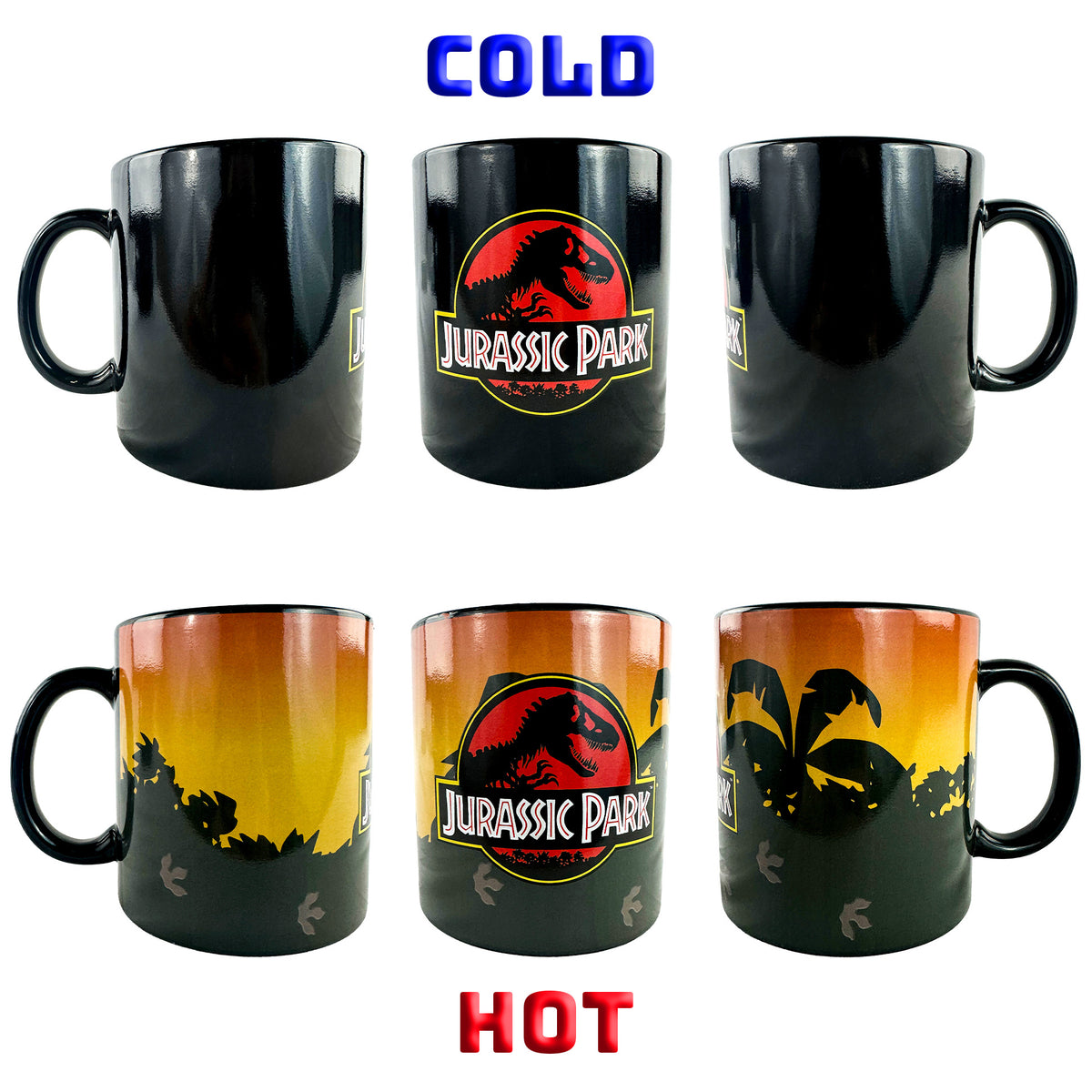 Jurassic Park Mug Logo Design Reactive Color Changing 15 oz Ceramic Coffee Cup