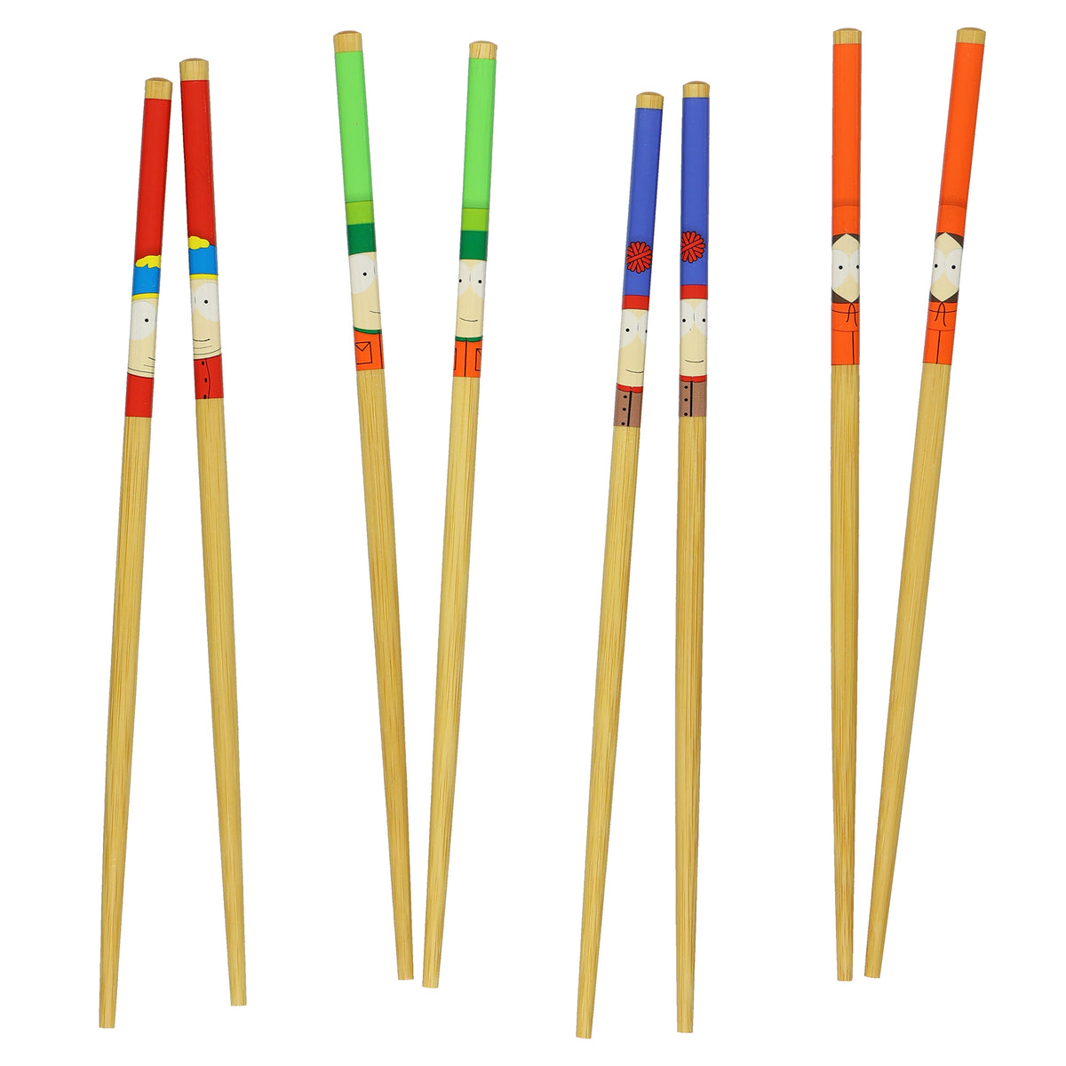 South Park Chopsticks 4-Pair 9.5" Character Designs Reusable Bamboo Utensil Set