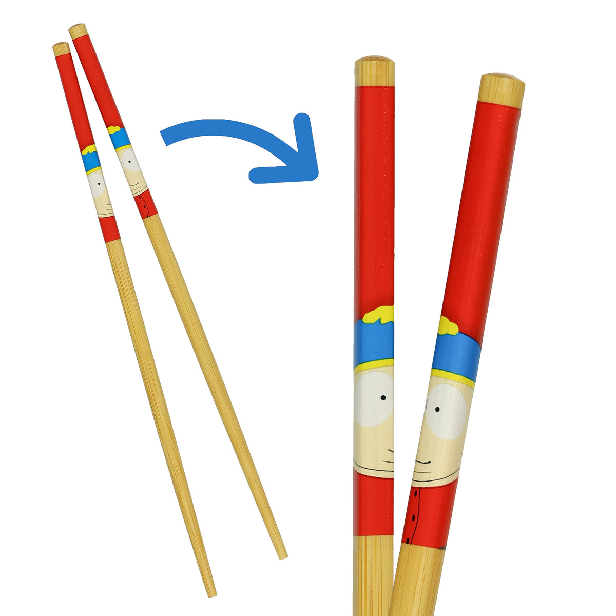 South Park Chopsticks 4-Pair 9.5" Character Designs Reusable Bamboo Utensil Set