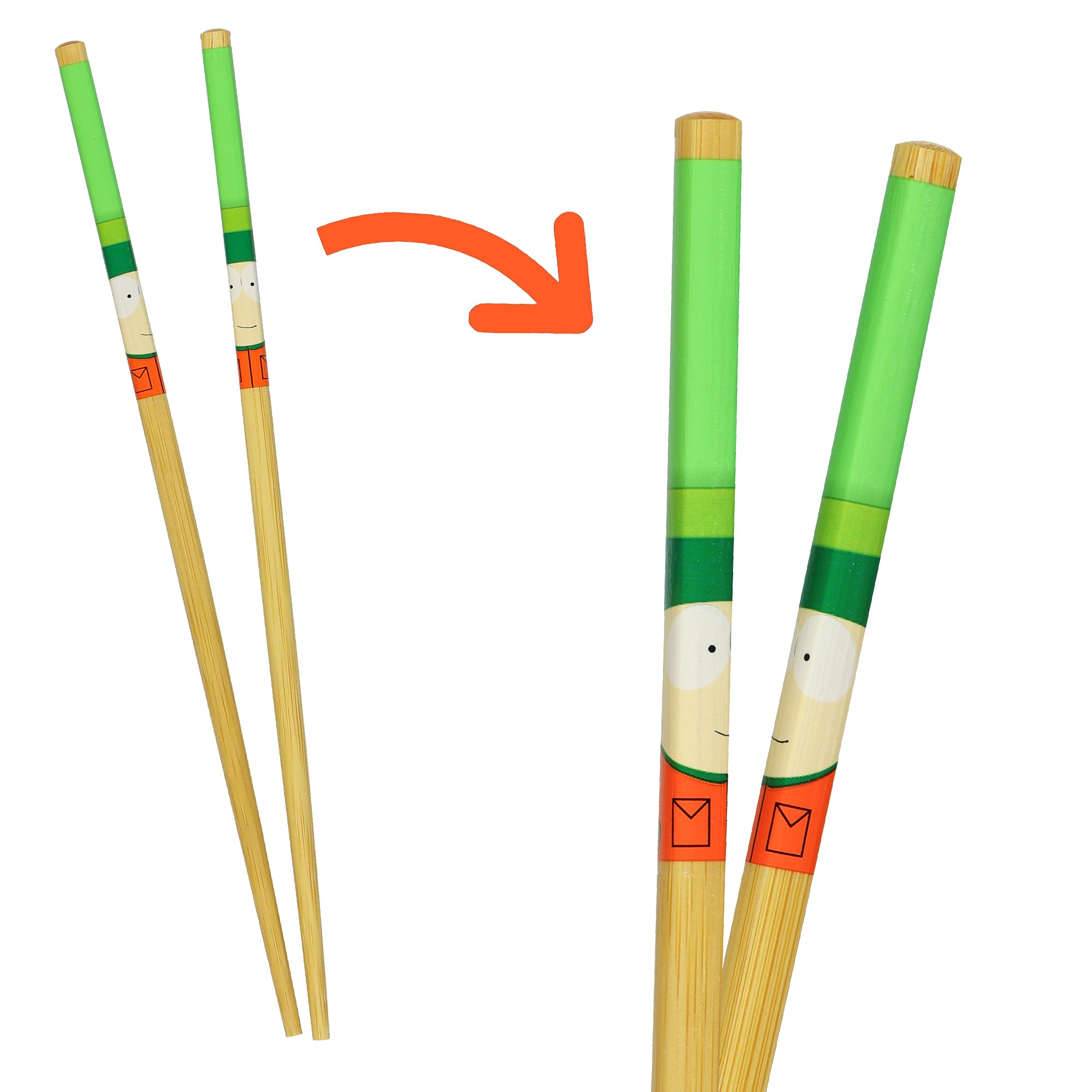 South Park Chopsticks 4-Pair 9.5" Character Designs Reusable Bamboo Utensil Set