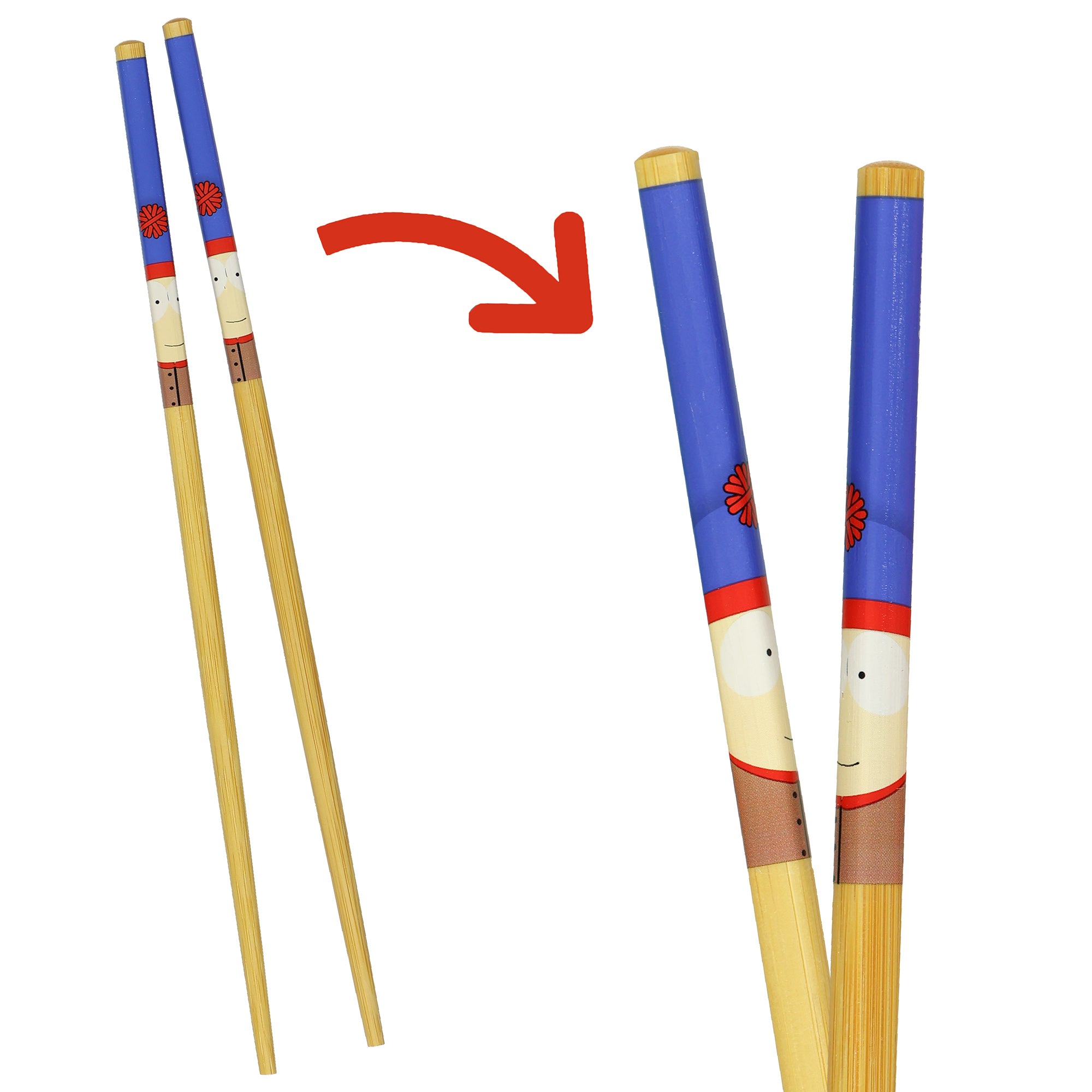 South Park Chopsticks 4-Pair 9.5" Character Designs Reusable Bamboo Utensil Set