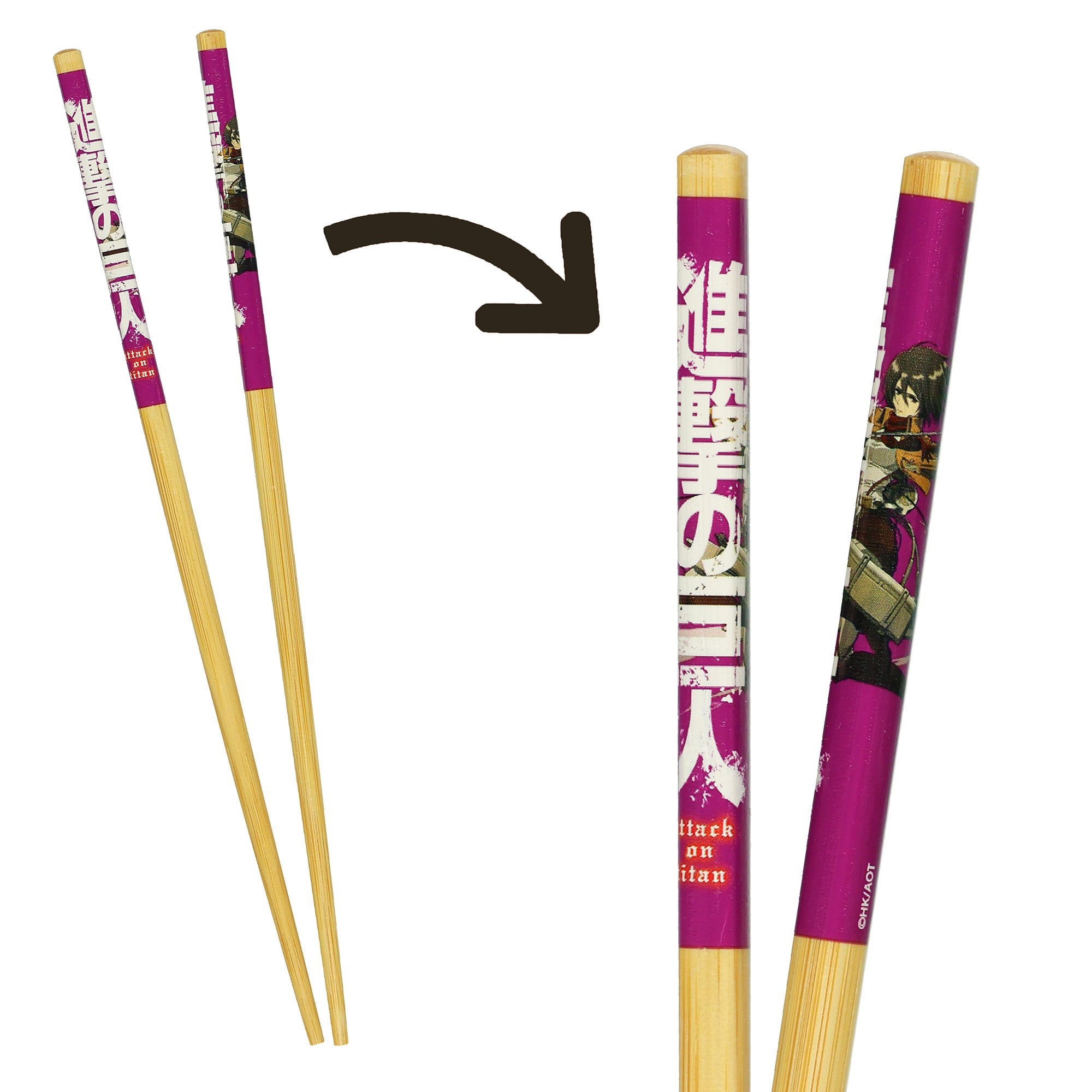 Attack on Titan Chopsticks 4-Pair Character Designs 9.5" Reusable Utensil Set