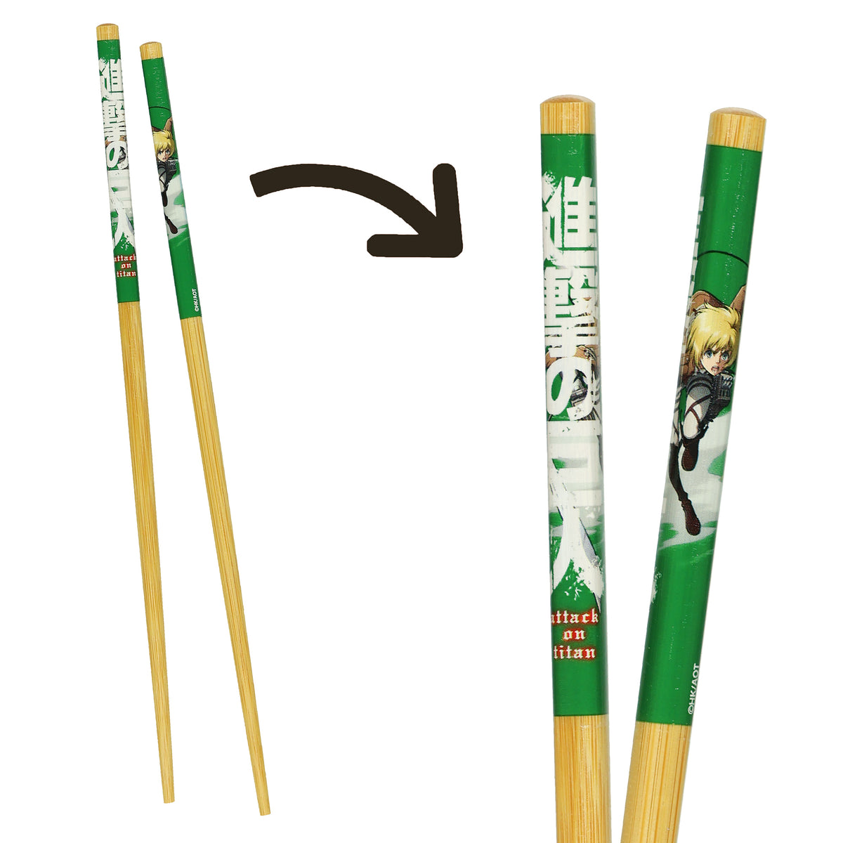 Attack on Titan Chopsticks 4-Pair Character Designs 9.5" Reusable Utensil Set