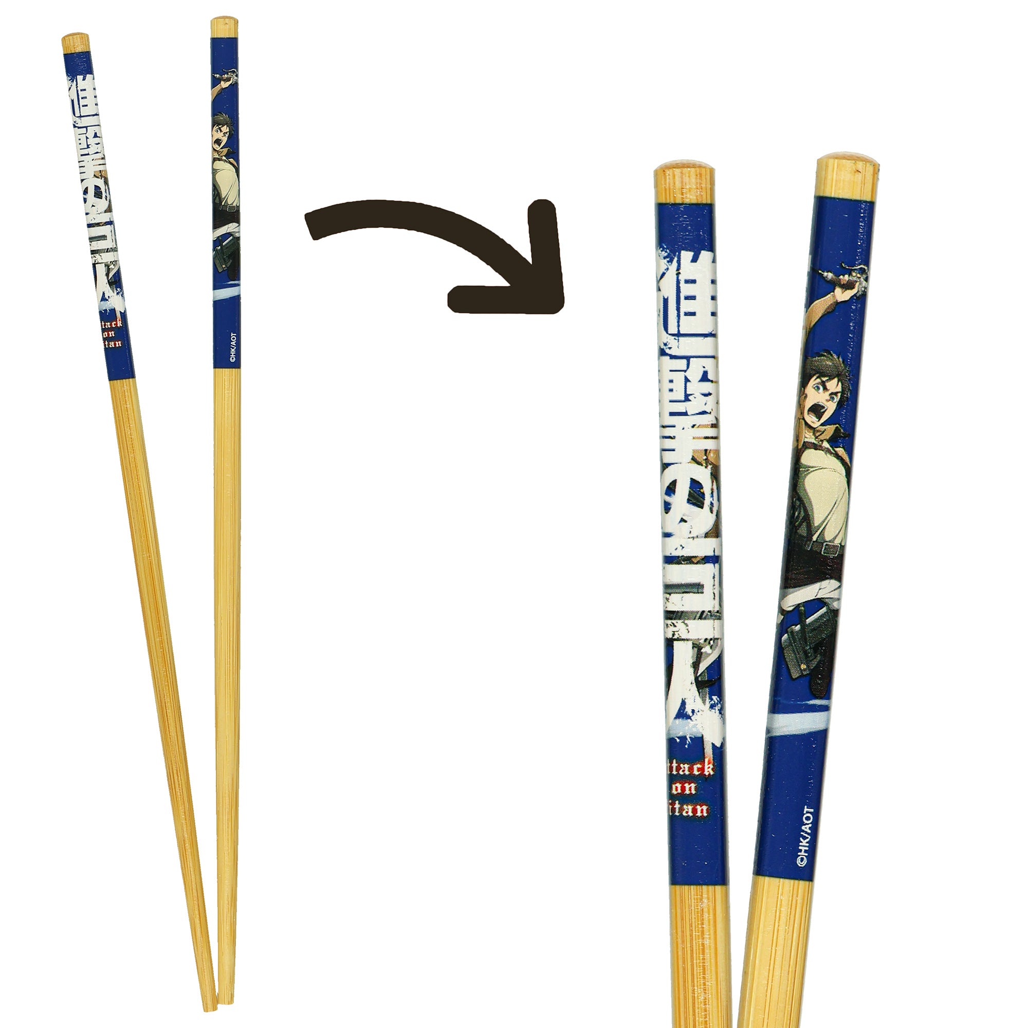 Attack on Titan Chopsticks 4-Pair Character Designs 9.5" Reusable Utensil Set