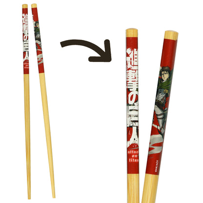 Attack on Titan Chopsticks 4-Pair Character Designs 9.5" Reusable Utensil Set