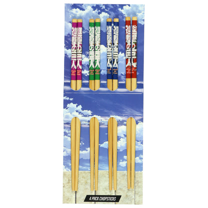 Attack on Titan Chopsticks 4-Pair Character Designs 9.5" Reusable Utensil Set