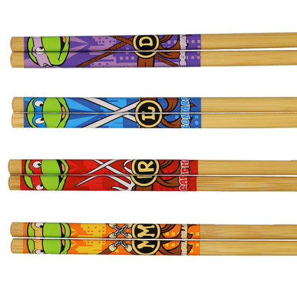 Teenage Mutant Ninja Turtles Chopsticks 4-Pair 9.5" TMNT Reusable Utensil Set