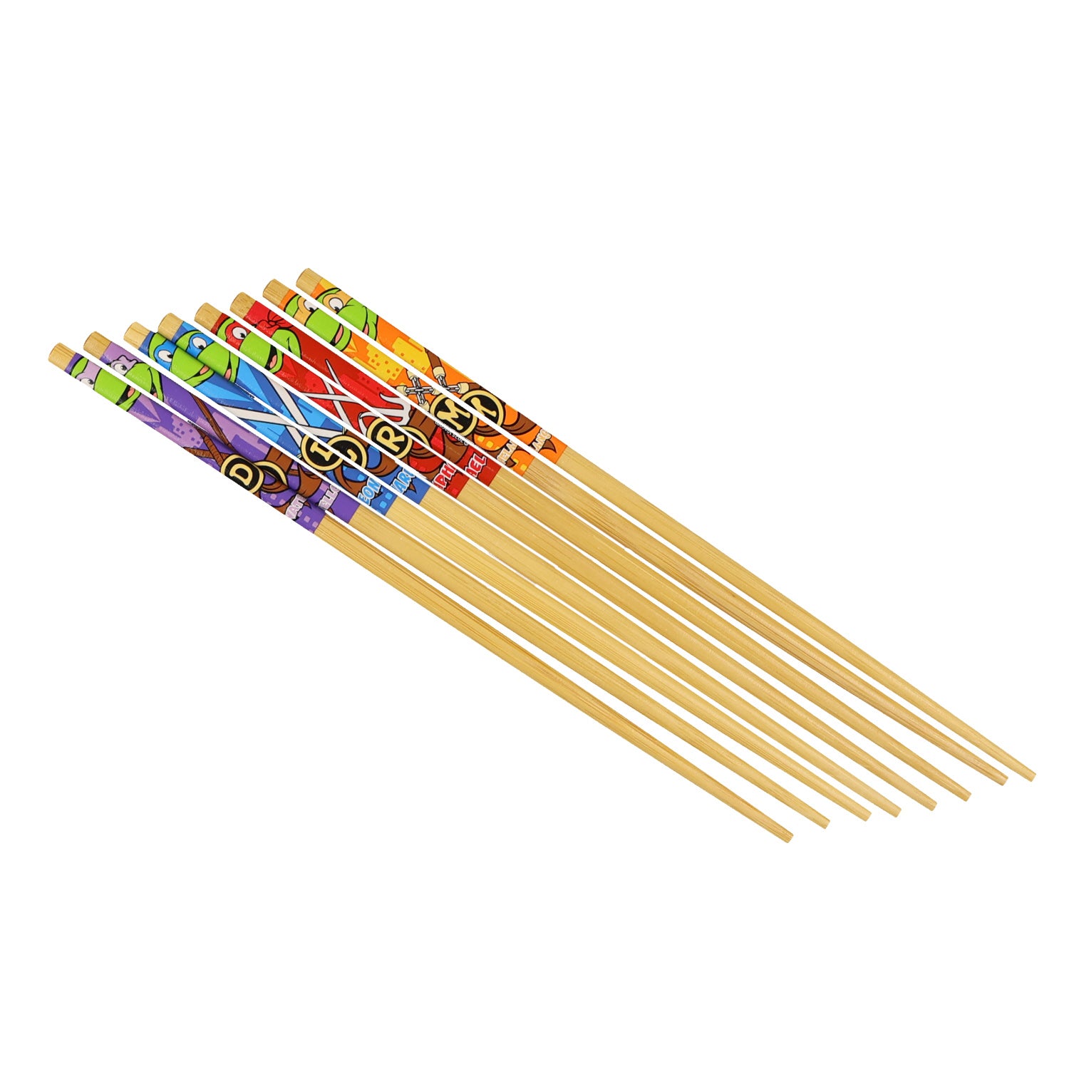 Teenage Mutant Ninja Turtles Chopsticks 4-Pair 9.5" TMNT Reusable Utensil Set