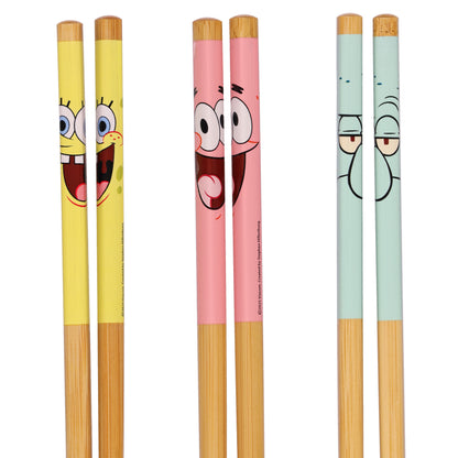 Nickelodeon SpongeBob SquarePants Chopsticks 6-Pair 9.5" Reusable Utensil Set