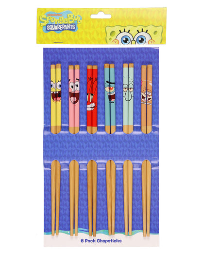 Nickelodeon SpongeBob SquarePants Chopsticks 6-Pair 9.5" Reusable Utensil Set