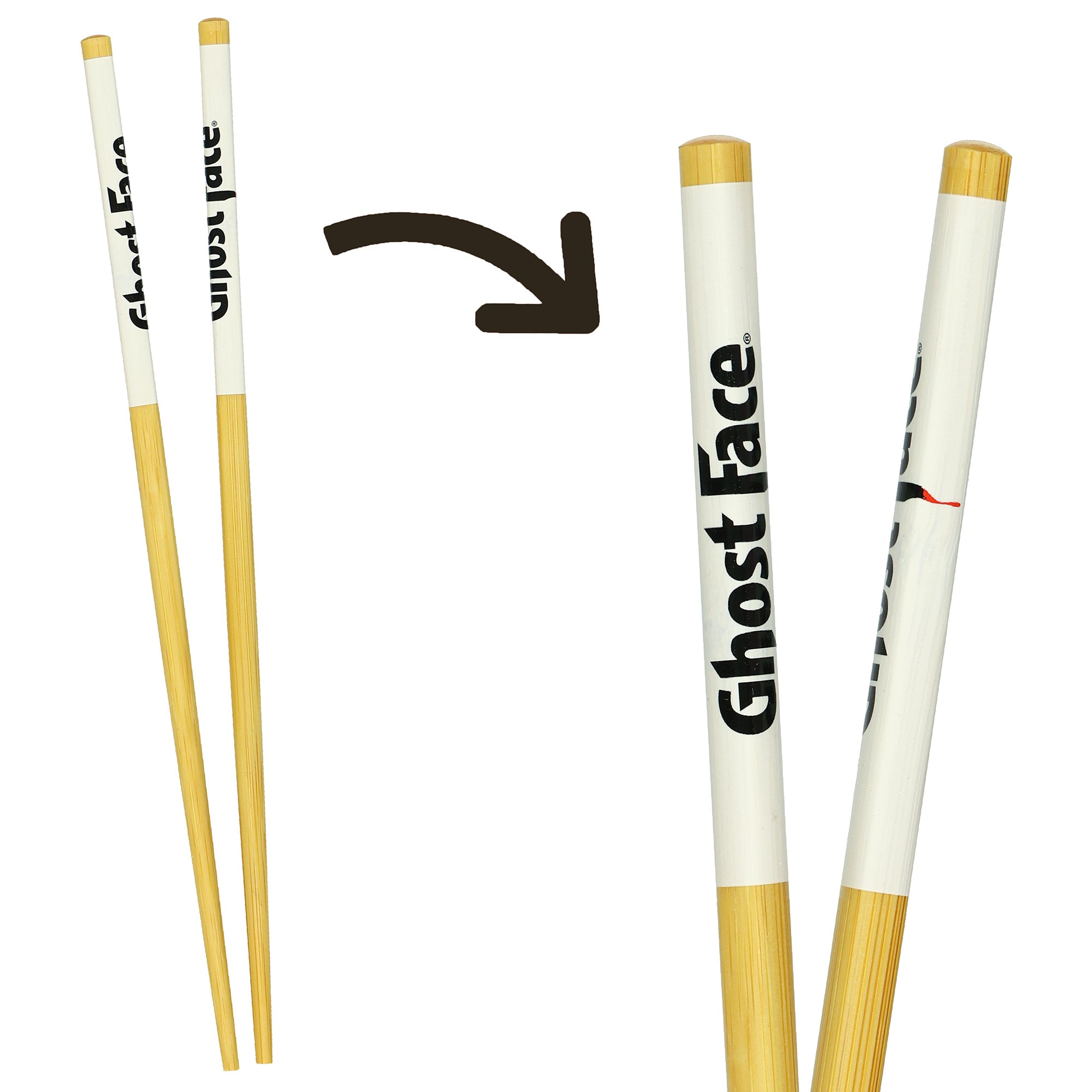 Ghost Face Chopsticks 4-Pair 9.5" Scream Movie Reusable Bamboo Utensil Set