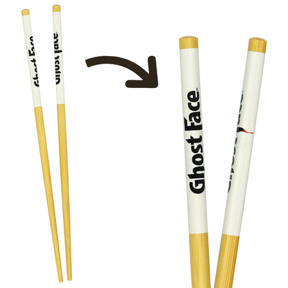 Ghost Face Chopsticks 4-Pair 9.5" Scream Movie Reusable Bamboo Utensil Set