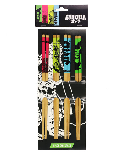 Godzilla Chopsticks 4-Pair 9.5" Reusable Utensil Set Character Logo Designs