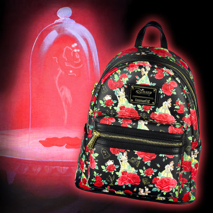 Loungefly Disney Beauty And The Beast Belle Roses Mini Backpack 10.5"