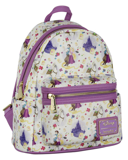 Loungefly Disney Tangled Rapunzel Flynn Ryder And Maximus Mini Backpack 11"