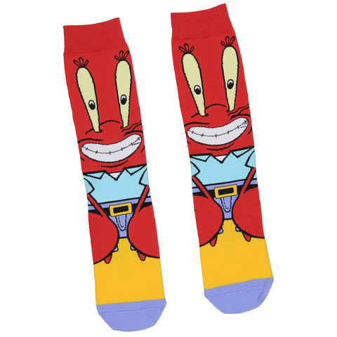 Nickelodeon Spongebob SquarePants Cartoon 360 Crew Socks for Men (Mr. Krabbs)