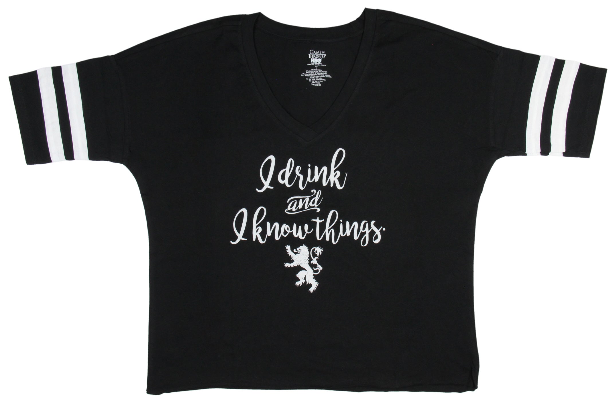 Game of Thrones Women's I Drink And I Know Things Football Cutoff T-Shirt (LG)