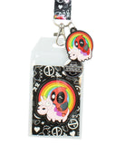 Marvel Deadpool Lanyard with Unicorn Rainbow Charm and Detachable ID Holder