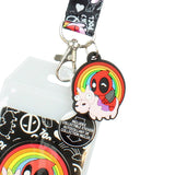 Marvel Deadpool Lanyard with Unicorn Rainbow Charm and Detachable ID Holder