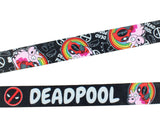 Marvel Deadpool Lanyard with Unicorn Rainbow Charm and Detachable ID Holder