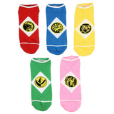 Power Rangers Adult Characters Costume Design 5 Pack No Show Ankle Socks