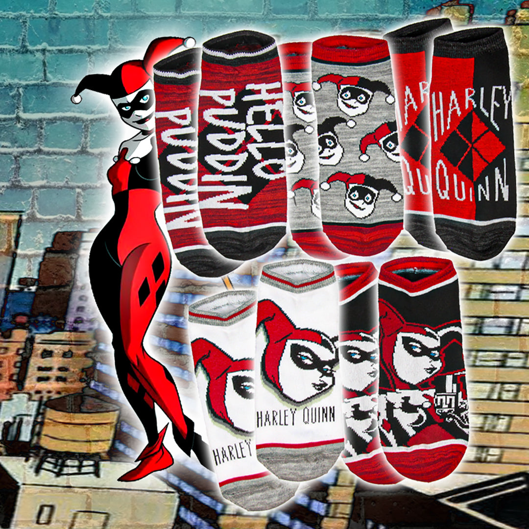 DC Comics Harley Quinn Adult Character Designs 5 Pack Mix and Match Ankle Socks