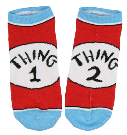 Dr. Seuss Thing 1 And Thing 2 Adult 3 Pack Ankle Socks - Seven Times Six