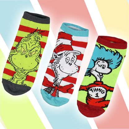 Dr. Seuss Socks Adult Book Character Designs 6 Pack Mix and Match Ankle Socks