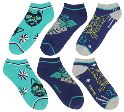 Captain Marvel Adult Goose Cat 3 Pack Mix and Match No Show Ankle Socks, 5-10