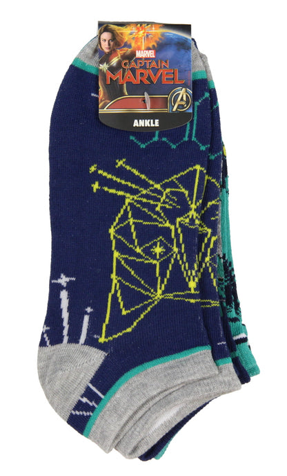 Captain Marvel Adult Goose Cat 3 Pack Mix and Match No Show Ankle Socks, 5-10