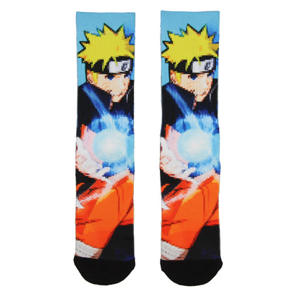 Naruto Part II Shippuden Pixel Character All Over Sublimated Crew Socks