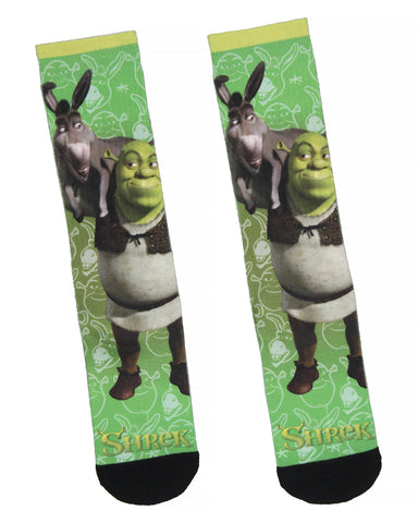 Shrek Donkey and Shrek Sublimated All Over Print Crew Socks