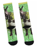 Shrek Donkey and Shrek Sublimated All Over Print Crew Socks