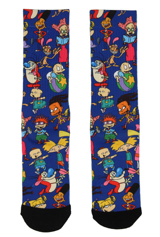 Nickelodeon Adult 90s Cartoon Sublimation Crew Socks For Men Women