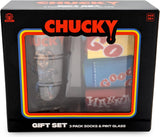 Culture Fly Child's Play Chucky Gift Set 3 Sock Pairs and Pint Glass