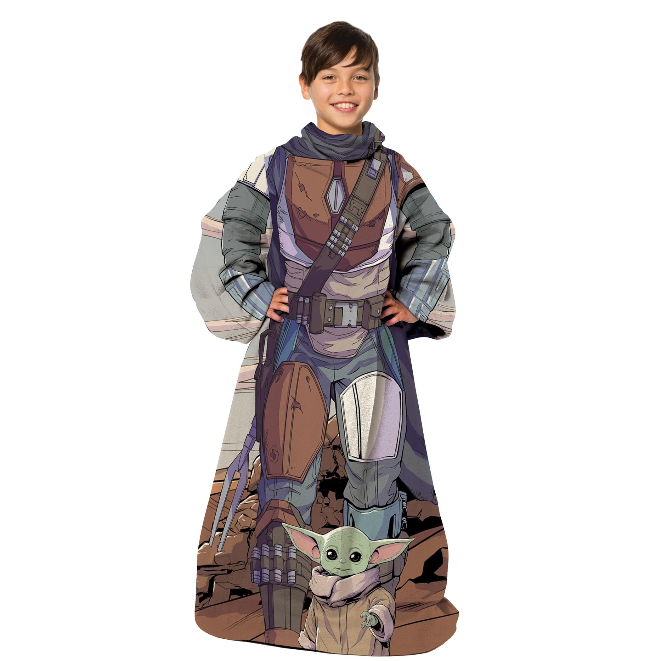 Northwest Star Wars: The Mandalorian Comfy Mando Youth Silk Touch Comfy Throw Blanket with Sleeves, 48" x 48"