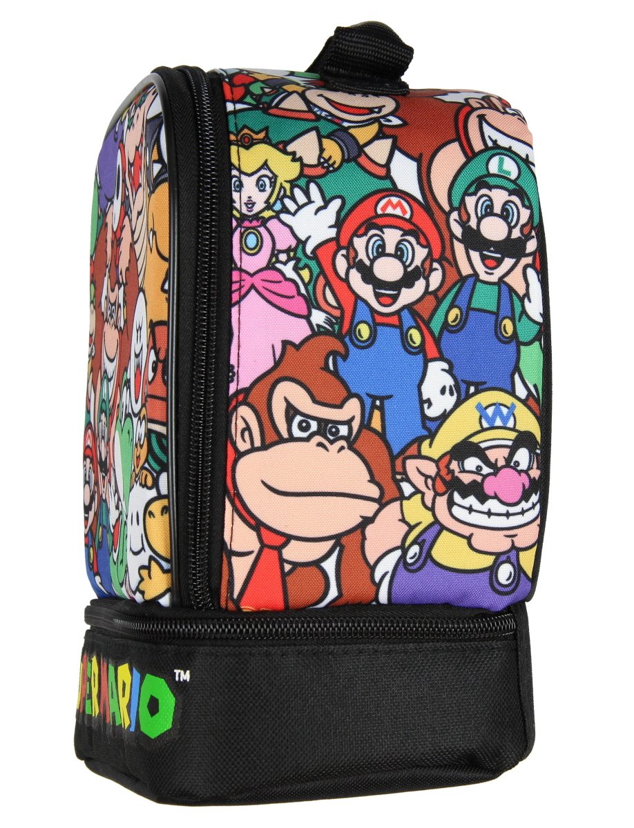 Super Mario Lunch Box Soft Kit Dual Compartment Insulated Cooler Characters 10" - Seven Times Six
