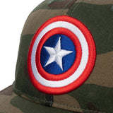 Marvel Men's Captain America Shield Logo Camo Print Precurved Snapback Hat OSFM